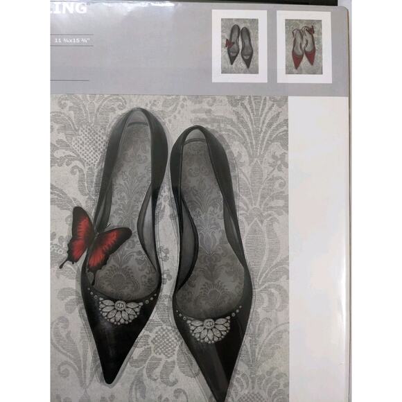 Shoes Butterfly Set of 2 Pictures Ikea Janie Secker Posters 1 Black Frame New - Picture 7 of 7